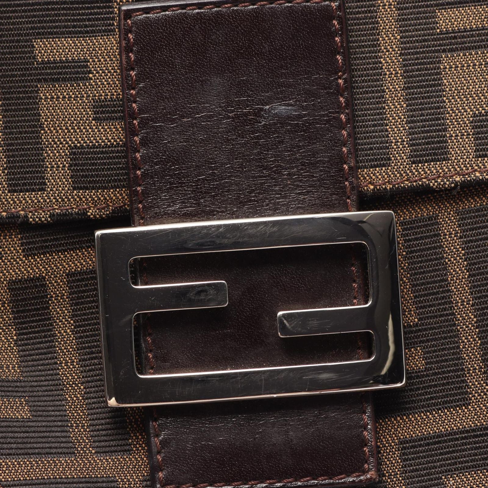 Fendi Shoulder Bag Zucca Brown Canvas Leather — view 9