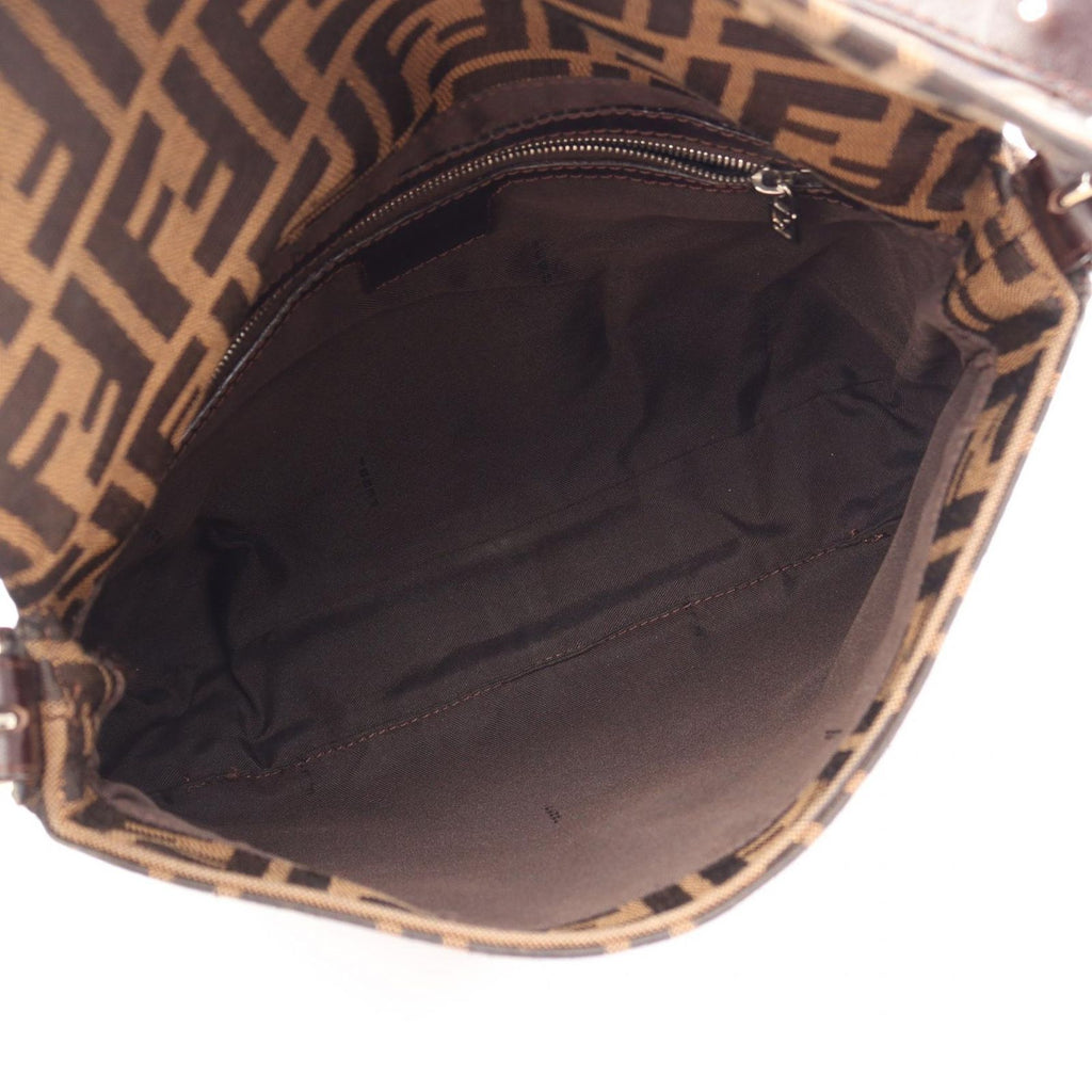 Fendi Shoulder Bag Zucca Brown Canvas Leather — view 3