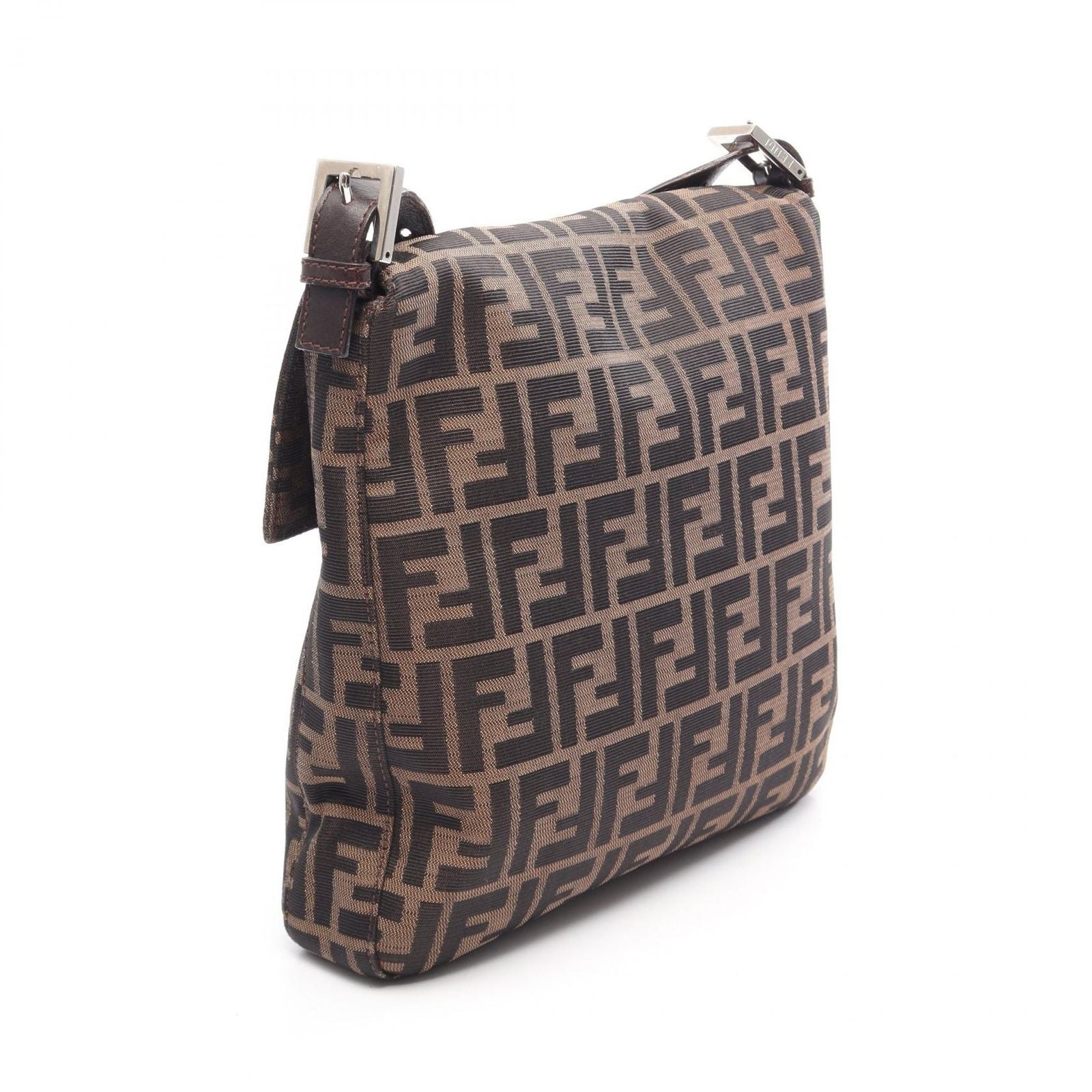 Fendi Shoulder Bag Zucca Brown Canvas Leather — view 2