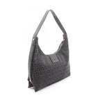 Fendi Shoulder Bag Zucchino Dark Brown Canvas Leather — view 2