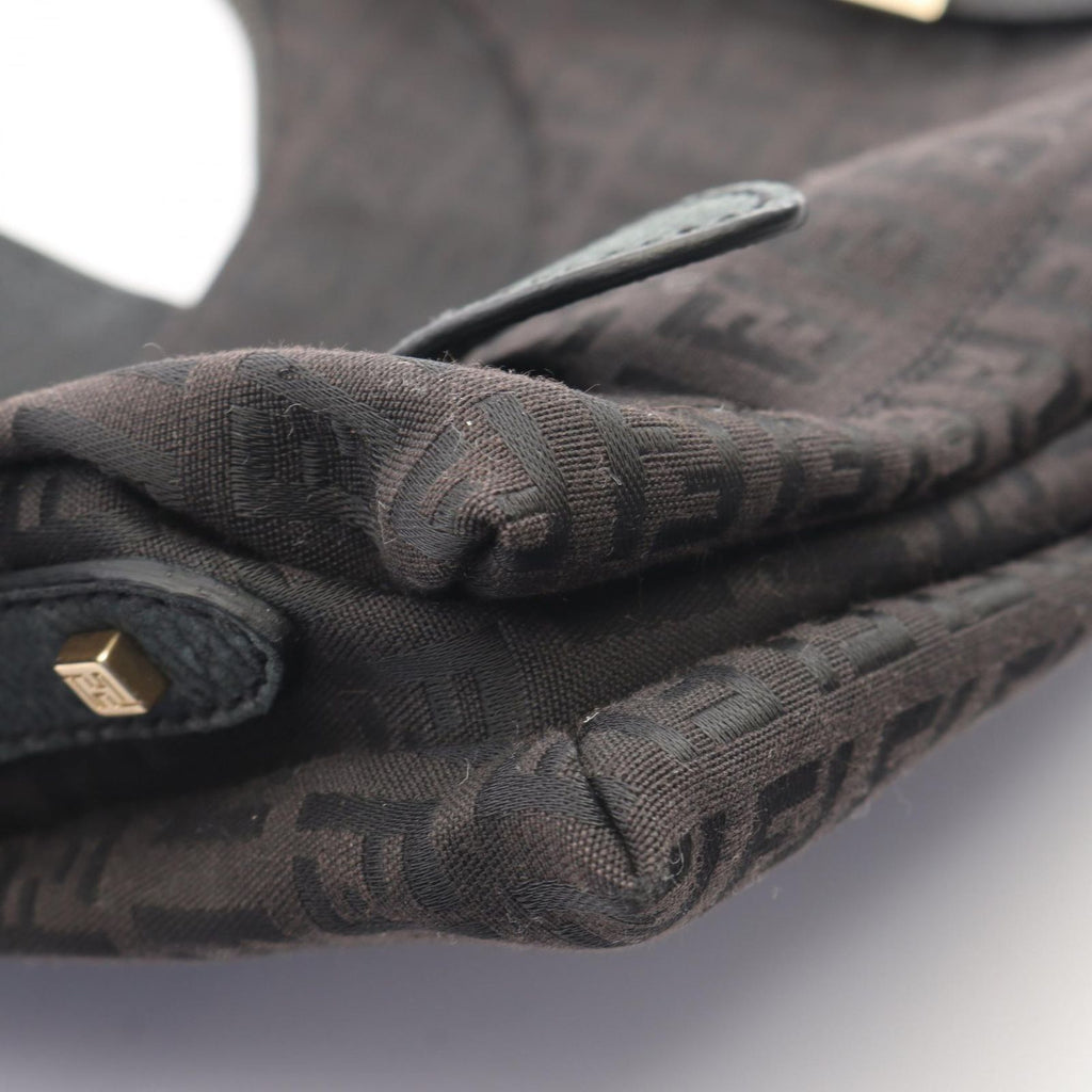 Fendi Shoulder Bag Zucchino Dark Brown Canvas Leather — view 6