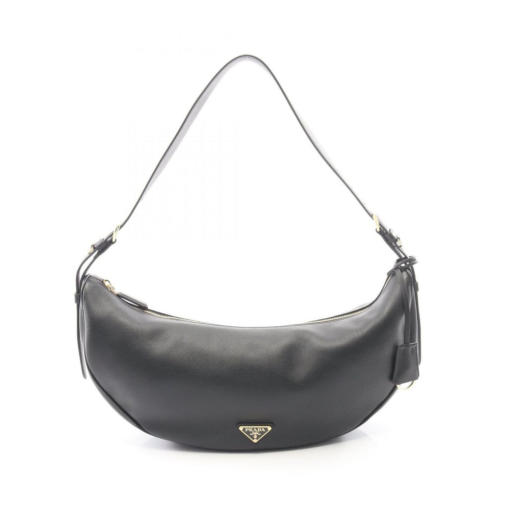Prada Shoulder Bag Demi Lune Large Black Leather