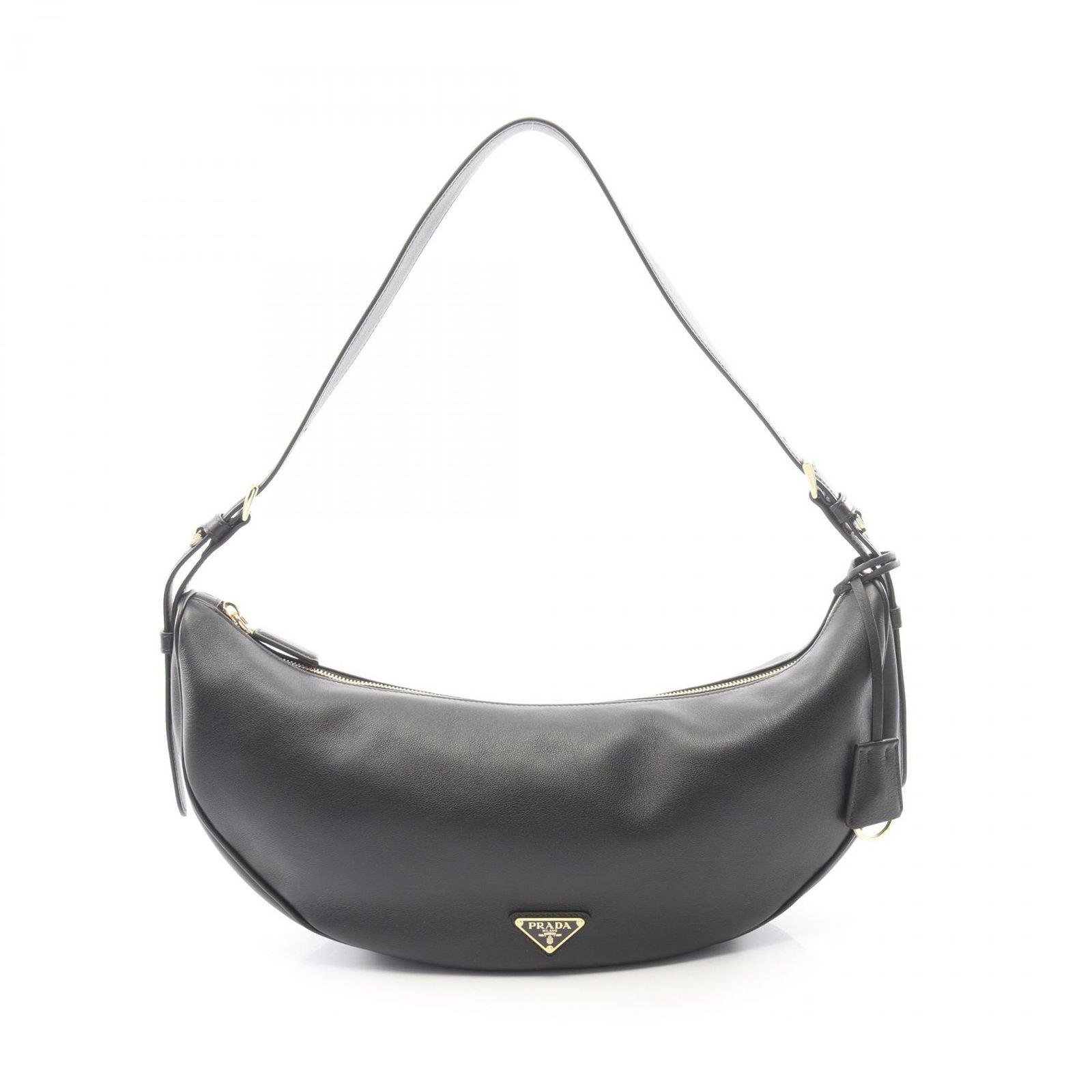 Prada Shoulder Bag Demi Lune Large Black Leather