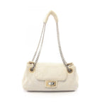 Chanel Shoulder Bag 2.55 Perforated White Leather Chain