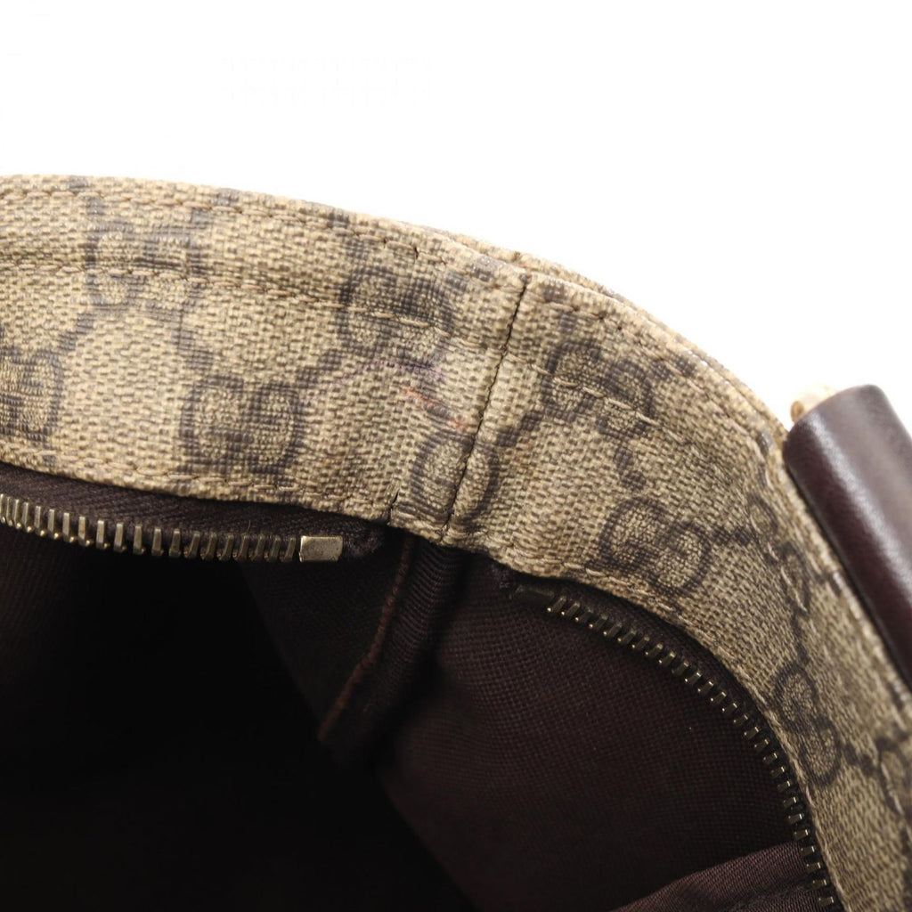 Gucci Shoulder Bag GG Supreme Beige Dark Brown Canvas Leather — view 6