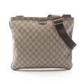 Gucci Shoulder Bag GG Supreme Beige Dark Brown Canvas Leather