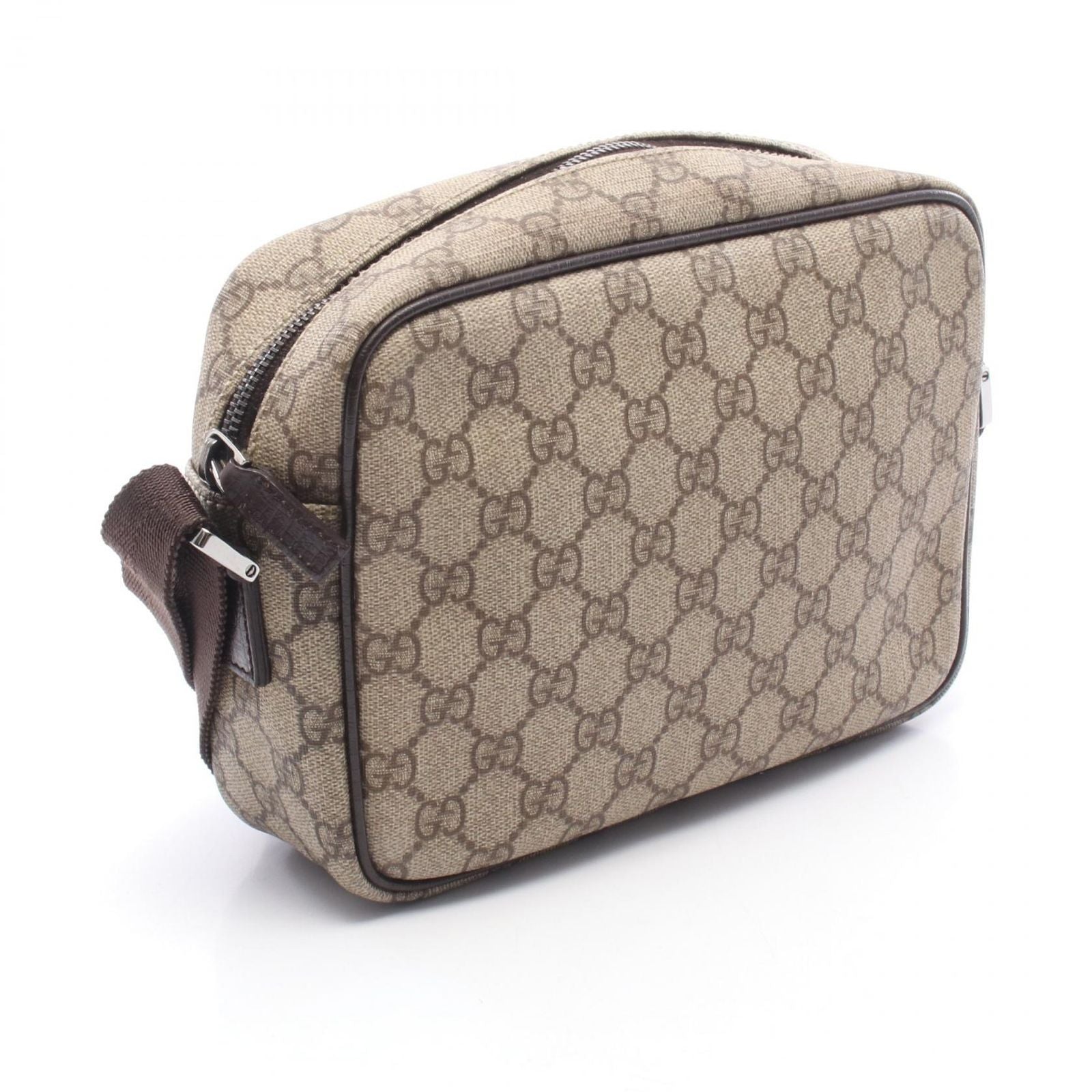 Gucci Shoulder Bag GG Plus Beige Dark Brown Canvas Leather Supreme — view 2