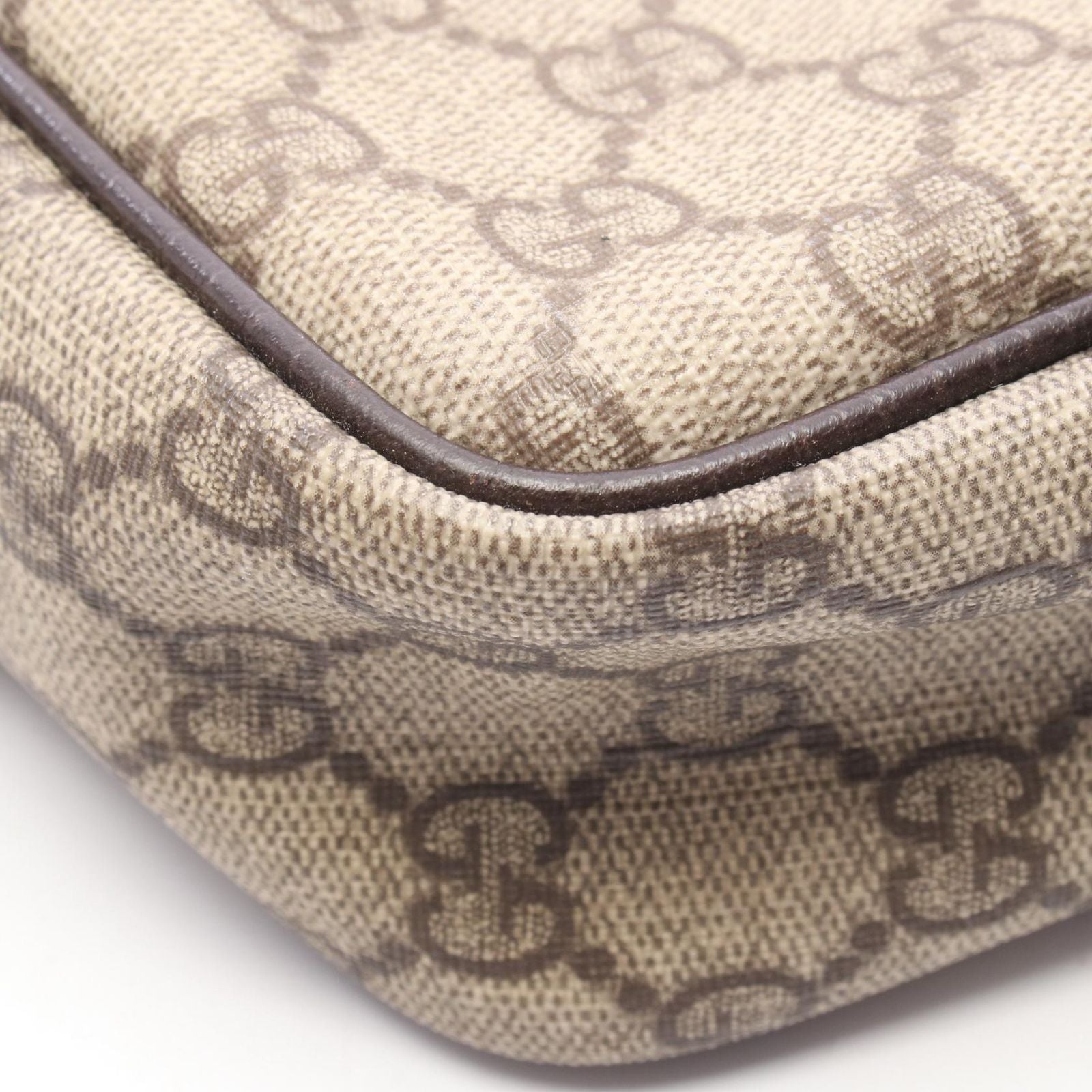 Gucci Shoulder Bag GG Plus Beige Dark Brown Canvas Leather Supreme — view 7
