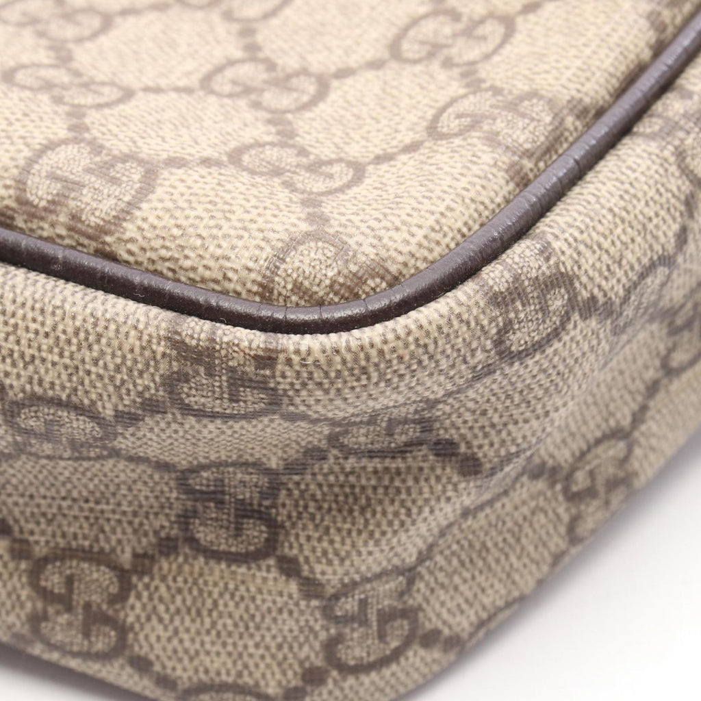 Gucci Shoulder Bag GG Plus Beige Dark Brown Canvas Leather Supreme — view 6