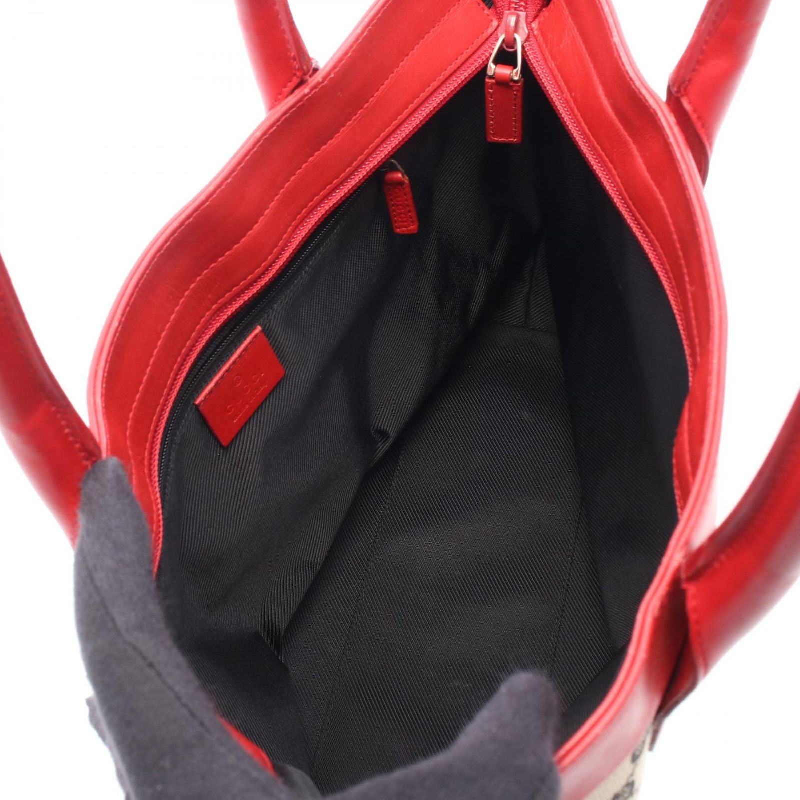 Gucci Tote GG Canvas 002 Beige Red Black — view 3
