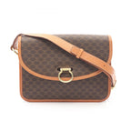 Celine Shoulder Bag Magadam Brown Canvas Leather