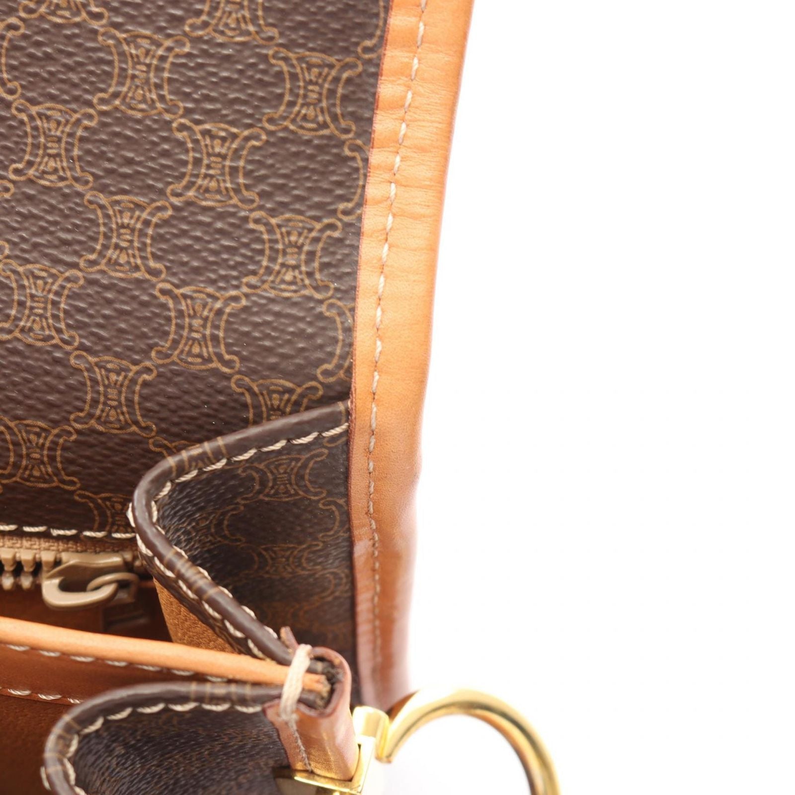Celine Shoulder Bag Magadam Brown Canvas Leather — view 6