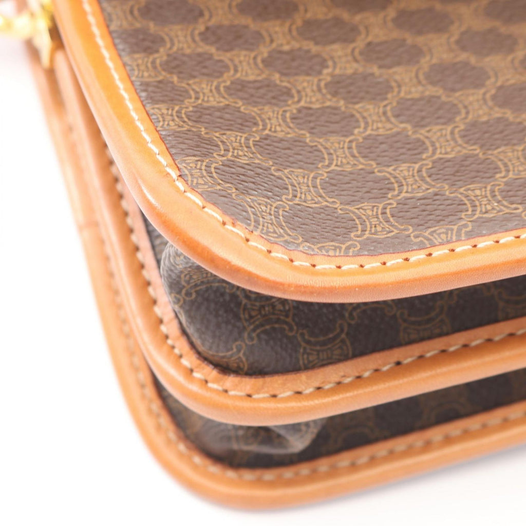 Celine Shoulder Bag Magadam Brown Canvas Leather — view 7