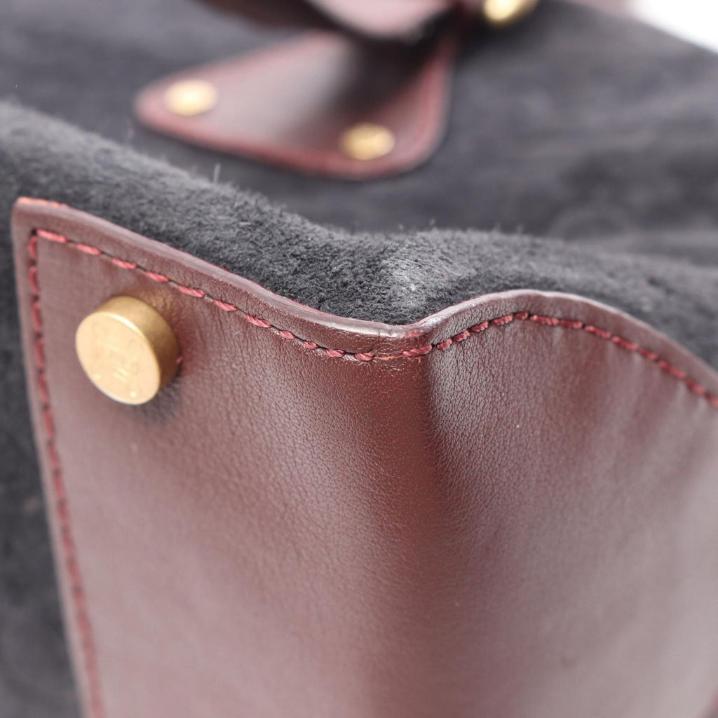 Celine Handbag C Macadam Black Wine Red Suede Leather C Tote — view 8