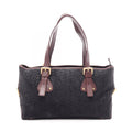 Celine Handbag C Macadam Black Wine Red Suede Leather C Tote