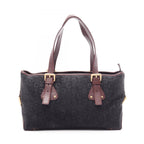 Celine Handbag C Macadam Black Wine Red Suede Leather C Tote