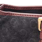 Celine Handbag C Macadam Black Wine Red Suede Leather C Tote — view 6