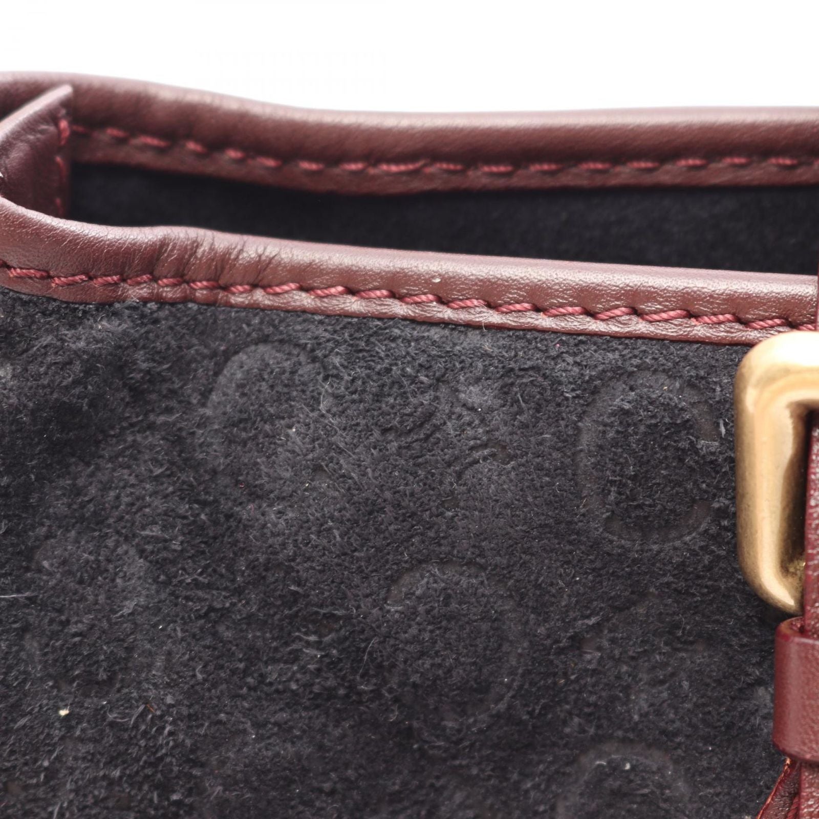Celine Handbag C Macadam Black Wine Red Suede Leather C Tote — view 6