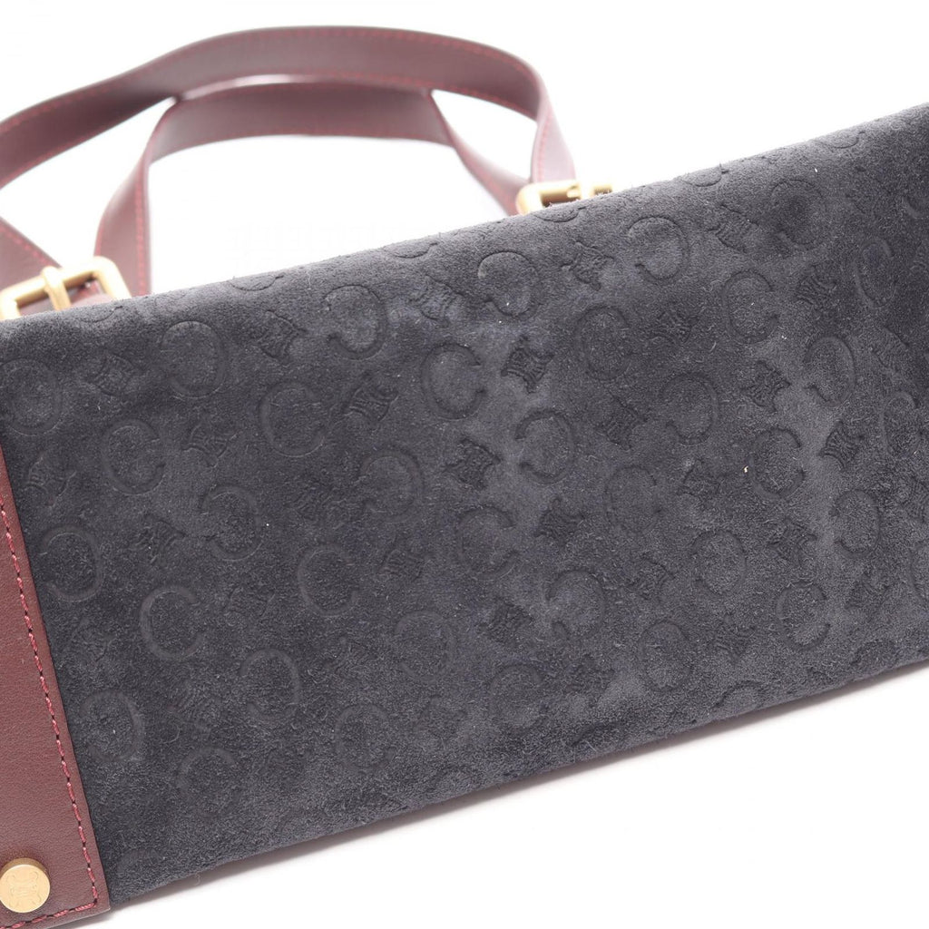 Celine Handbag C Macadam Black Wine Red Suede Leather C Tote — view 7