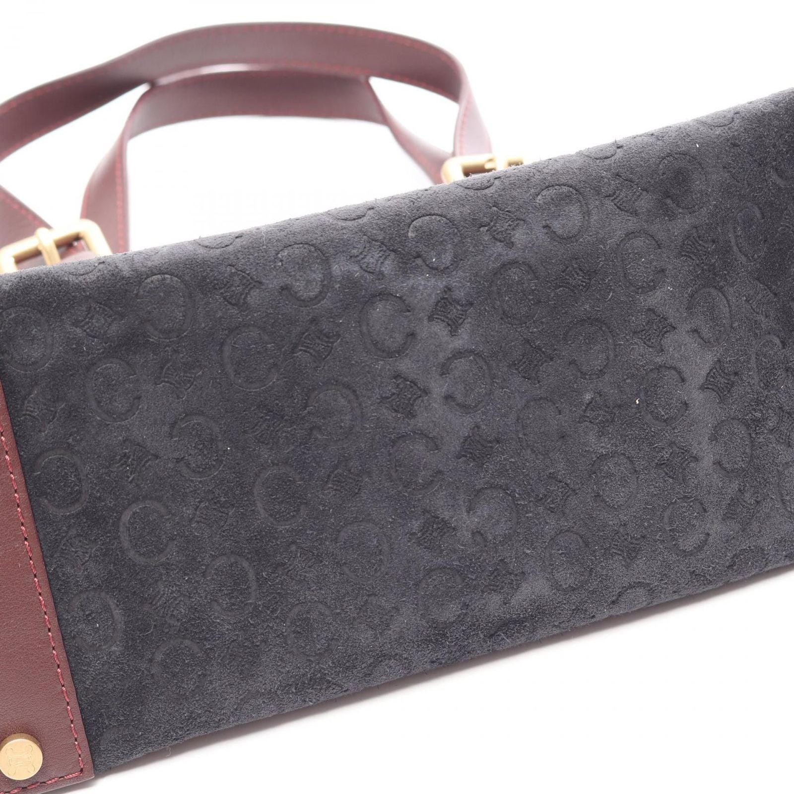 Celine Handbag C Macadam Black Wine Red Suede Leather C Tote — view 7