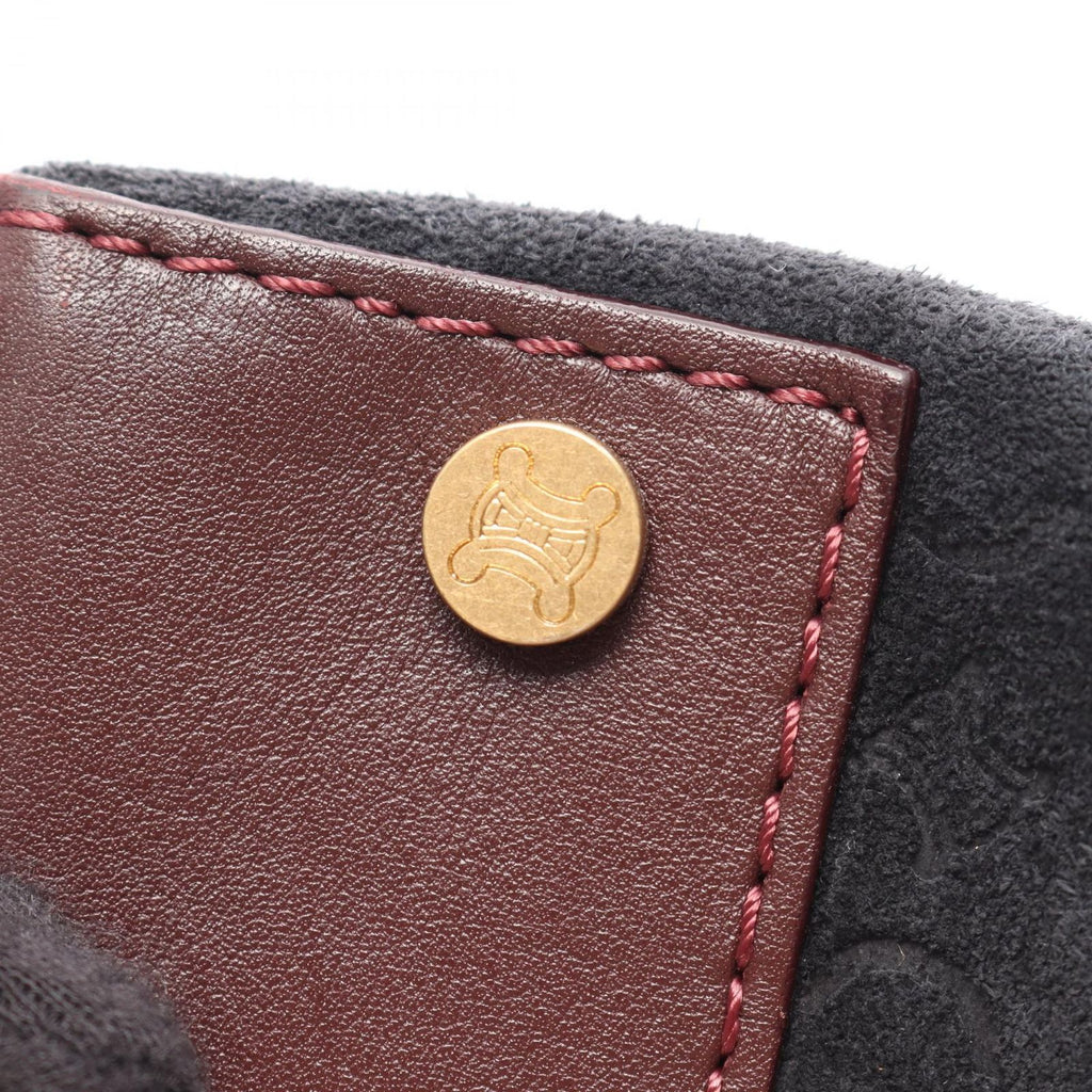 Celine Handbag C Macadam Black Wine Red Suede Leather C Tote — view 9