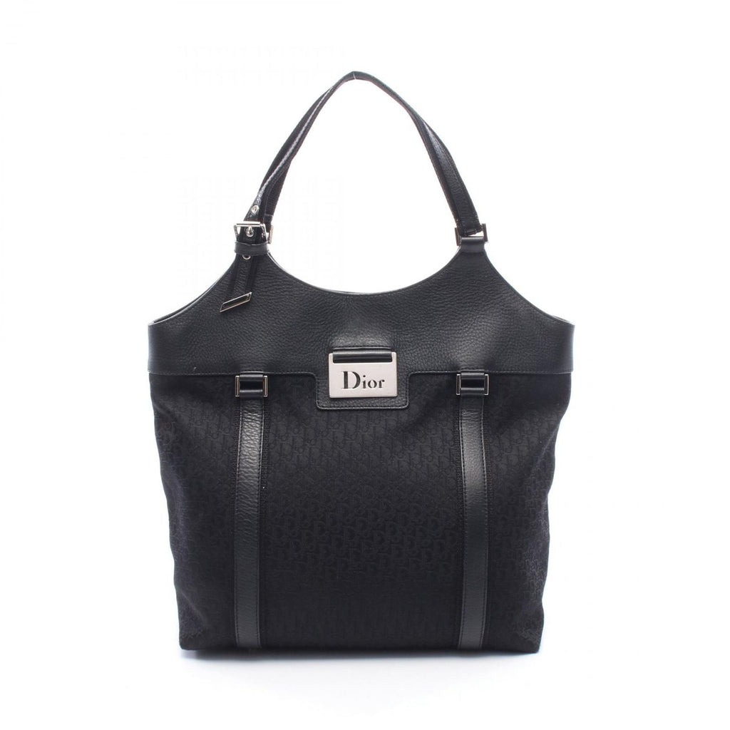 Dior Tote Trotter Street Chic Black Canvas Leather