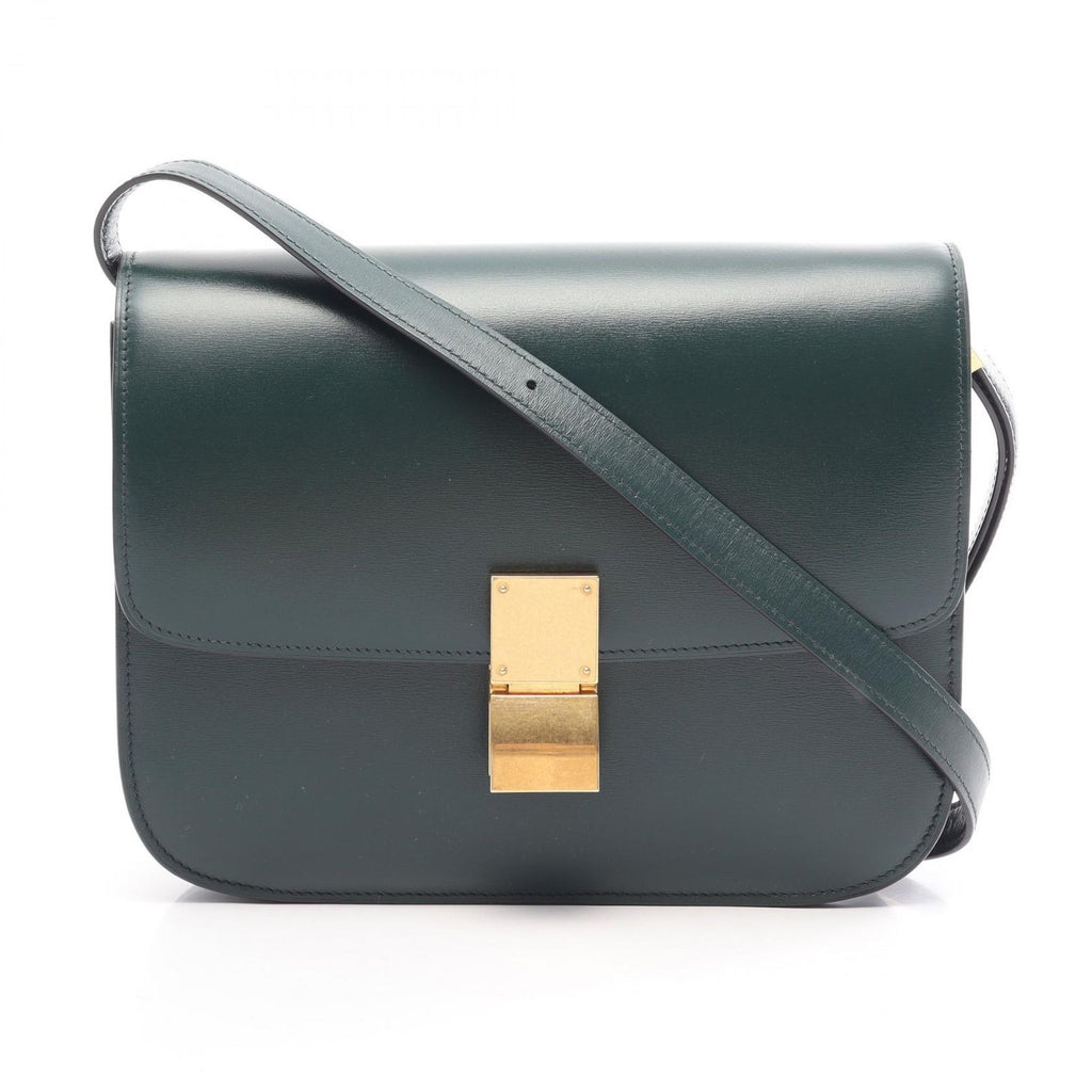 Celine Shoulder Bag Classic Green Leather