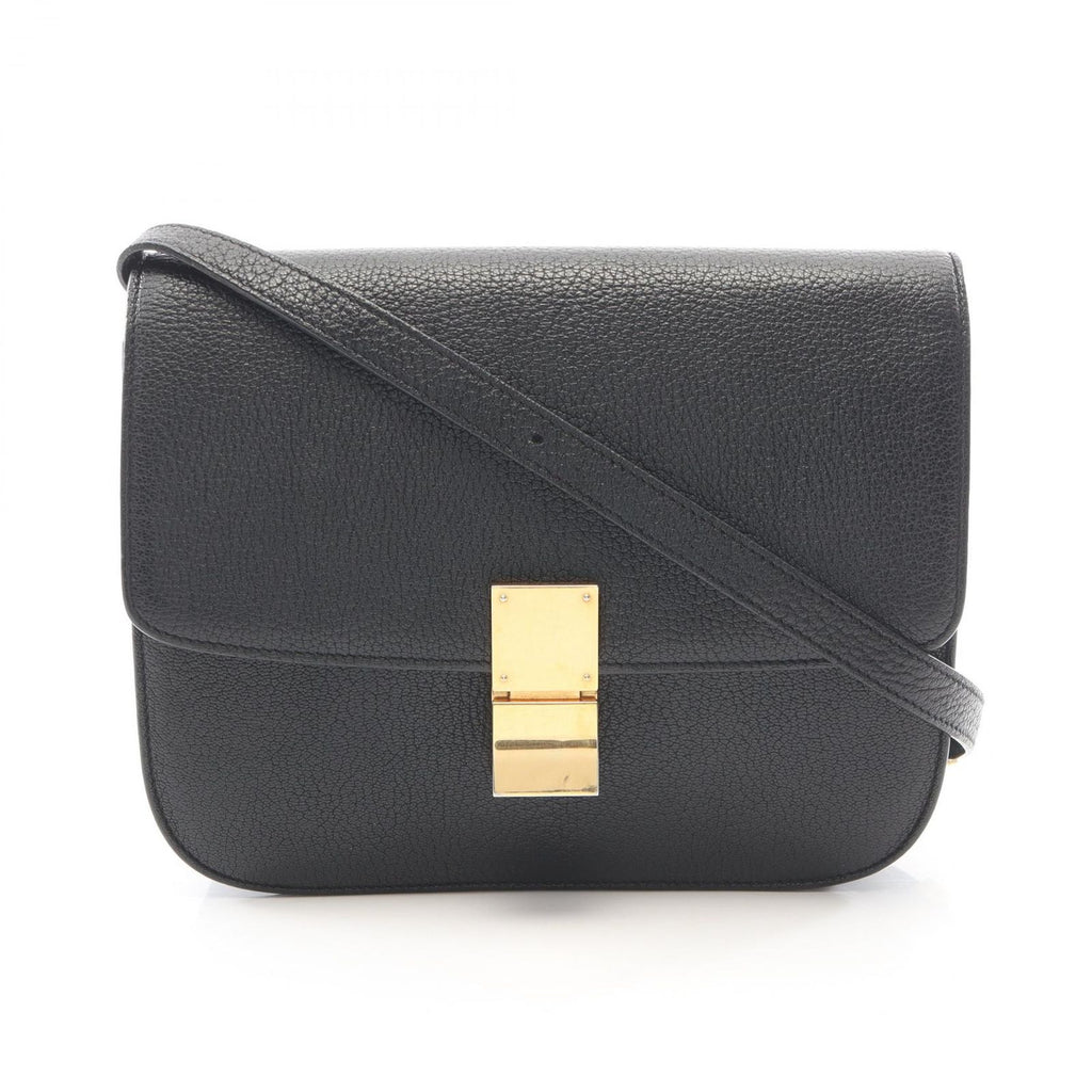 Celine Shoulder Bag Classic Box Black Leather