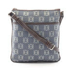 Loewe Shoulder Bag Anagram Bag Blue White Dark Brown Canvas Leather Pattern
