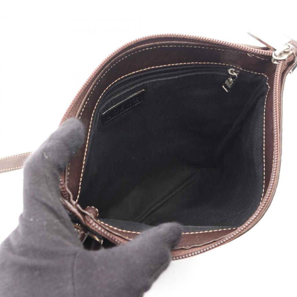 Loewe Shoulder Bag Anagram Bag Blue White Dark Brown Canvas Leather Pattern — view 3