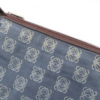 Loewe Shoulder Bag Anagram Bag Blue White Dark Brown Canvas Leather Pattern — view 6