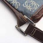 Loewe Shoulder Bag Anagram Bag Blue White Dark Brown Canvas Leather Pattern — view 8