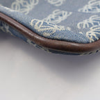 Loewe Shoulder Bag Anagram Bag Blue White Dark Brown Canvas Leather Pattern — view 7