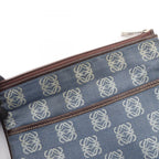 Loewe Shoulder Bag Anagram Bag Blue White Dark Brown Canvas Leather Pattern — view 5