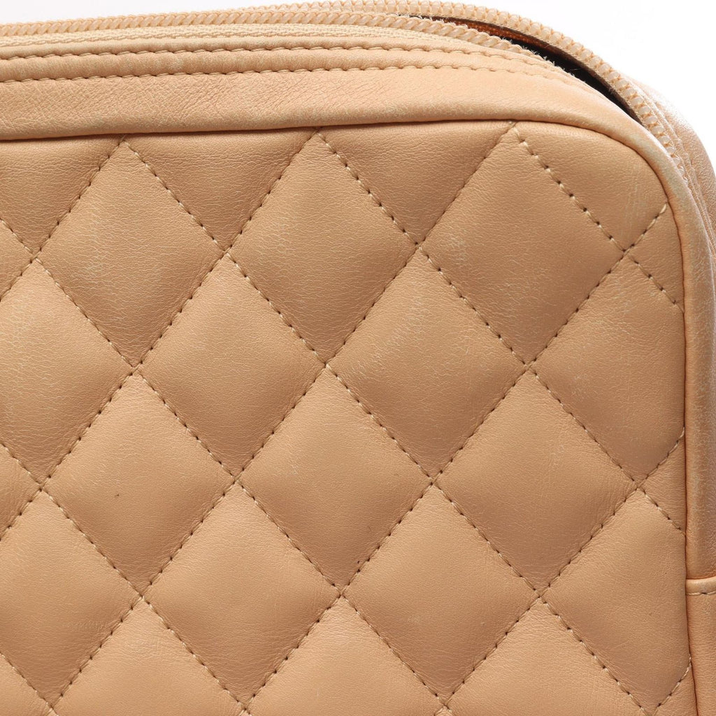Chanel Shoulder Bag Cambon Line Large Pochette Beige Black Leather — view 9
