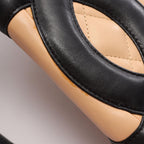 Chanel Shoulder Bag Cambon Line Large Pochette Beige Black Leather — view 8