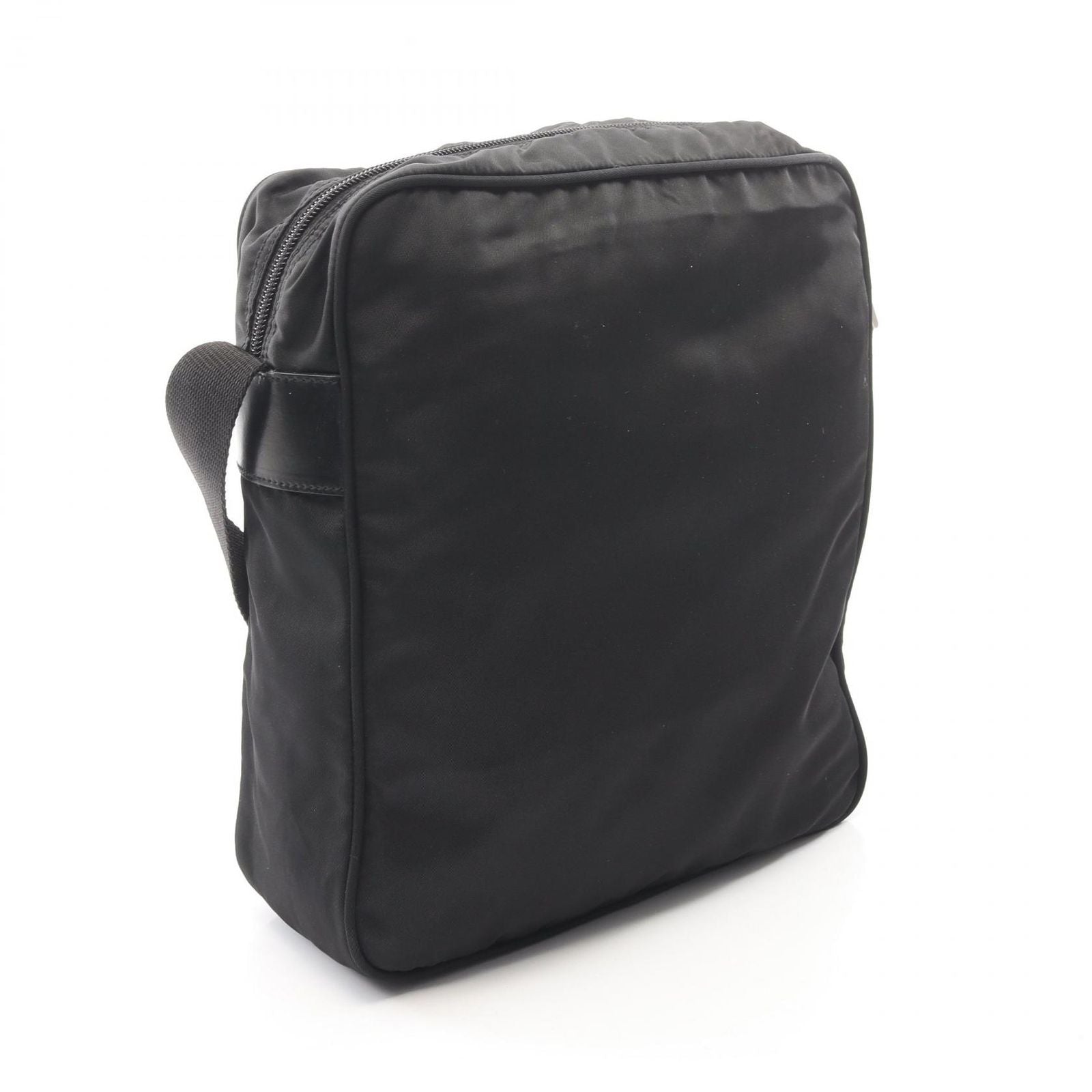 Prada Shoulder Bag Triangle Logo Black Nylon Leather — view 2
