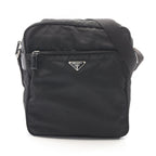 Prada Shoulder Bag Triangle Logo Black Nylon Leather