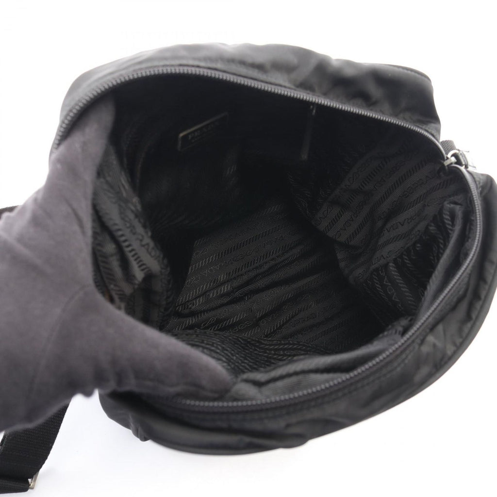 Prada Shoulder Bag Triangle Logo Black Nylon Leather — view 3