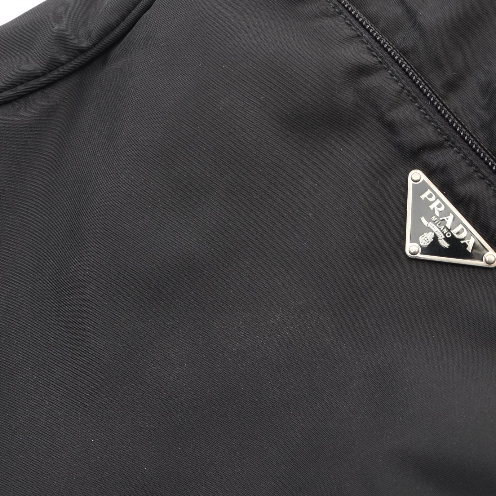 Prada Shoulder Bag Triangle Logo Black Nylon Leather — view 9