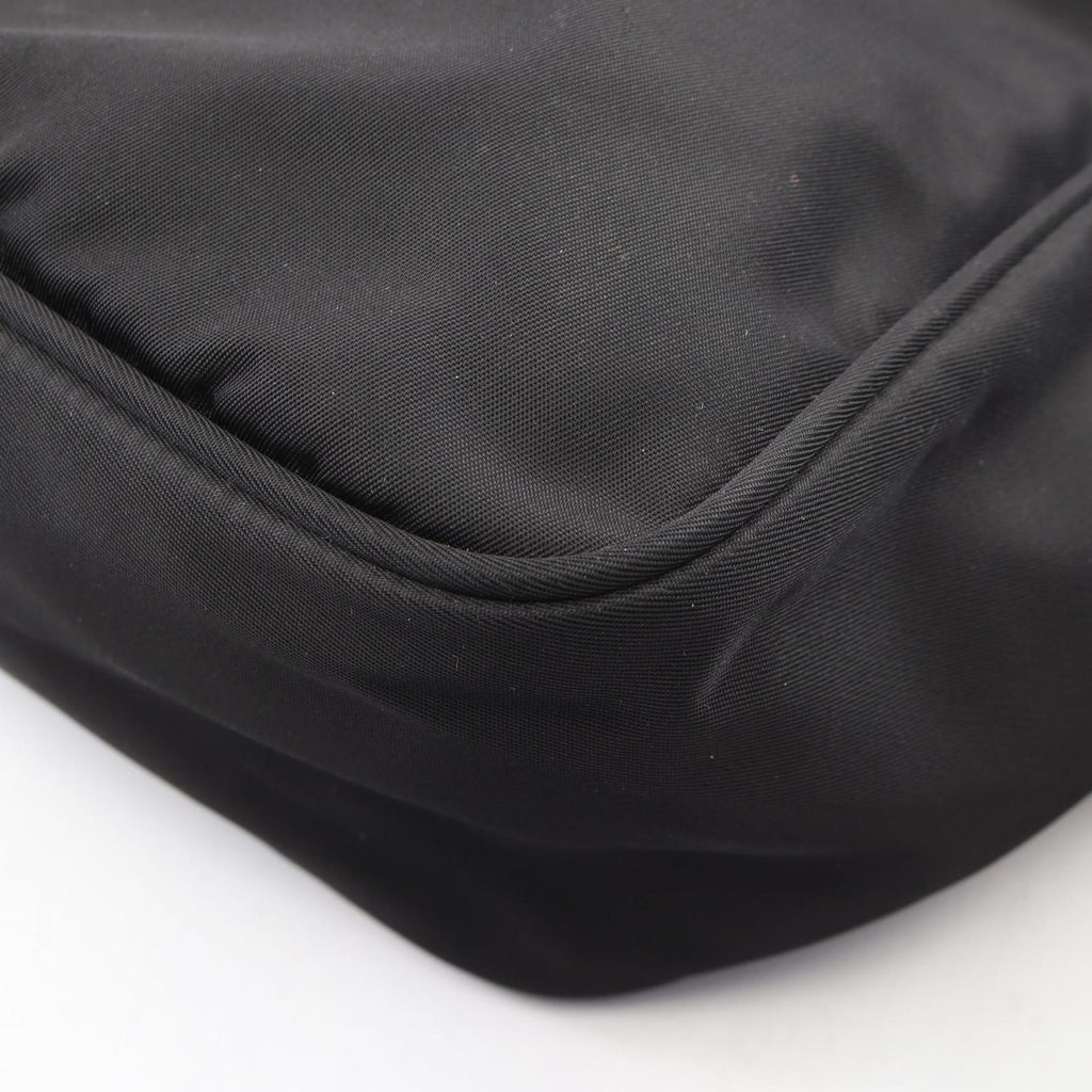 Prada Shoulder Bag Triangle Logo Black Nylon Leather — view 8