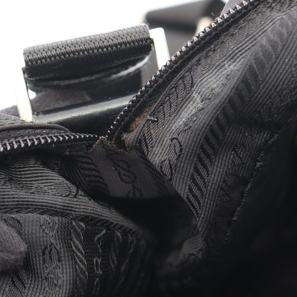 Prada Shoulder Bag Triangle Logo Black Nylon Leather — view 7