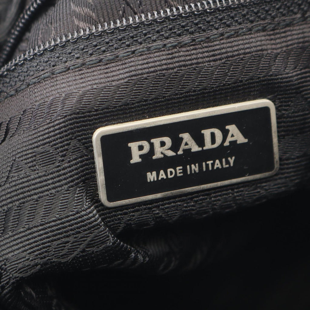 Prada Shoulder Bag Triangle Logo Black Nylon Leather — view 4