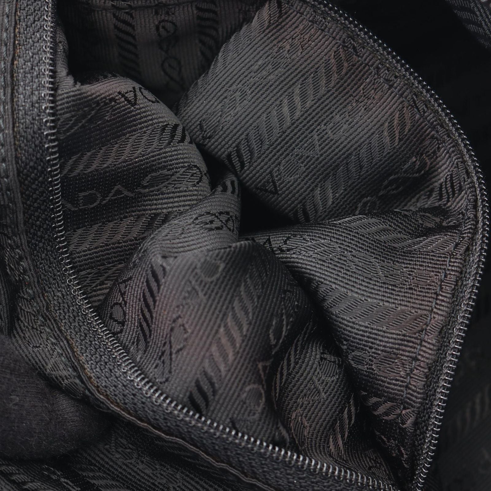 Prada Shoulder Bag Triangle Logo Black Nylon Leather — view 5