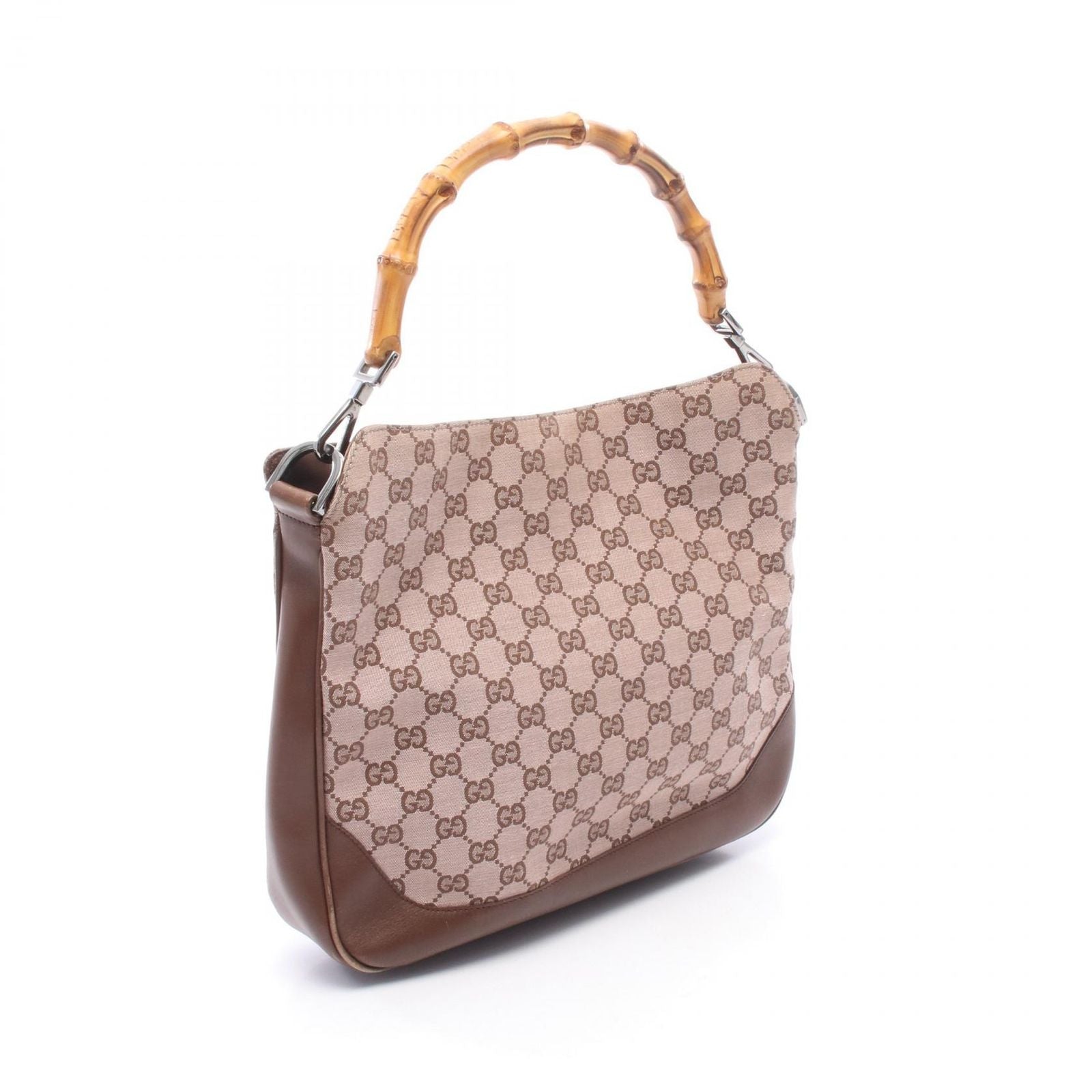 Gucci Handbag Bamboo 2-Way 001 Brown Canvas Leather Shoulder — view 2