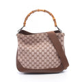 Gucci Handbag Bamboo 2-Way 001 Brown Canvas Leather Shoulder