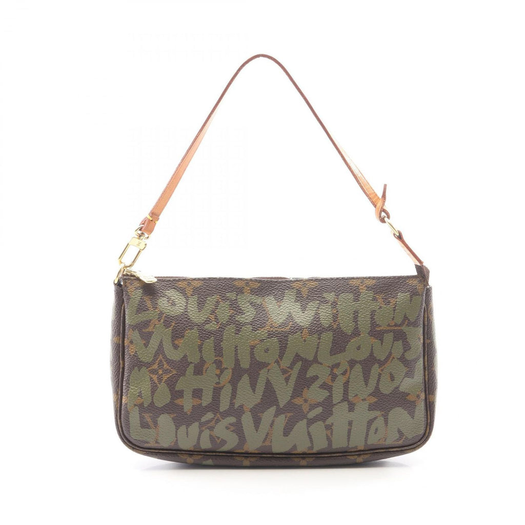 Louis Vuitton Handbag Pochette Khaki Canvas Leather
