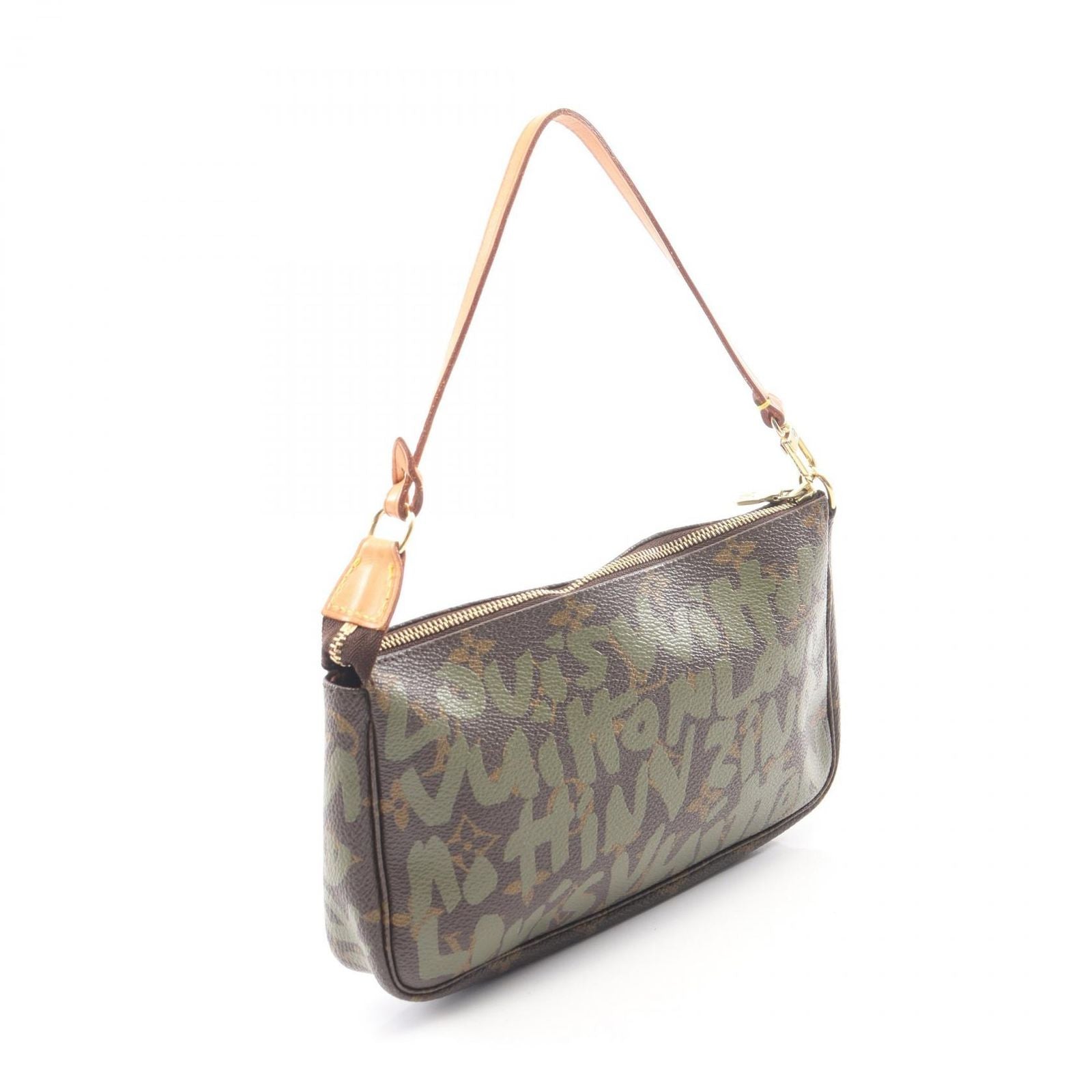 Louis Vuitton Handbag Pochette Khaki Canvas Leather — view 2