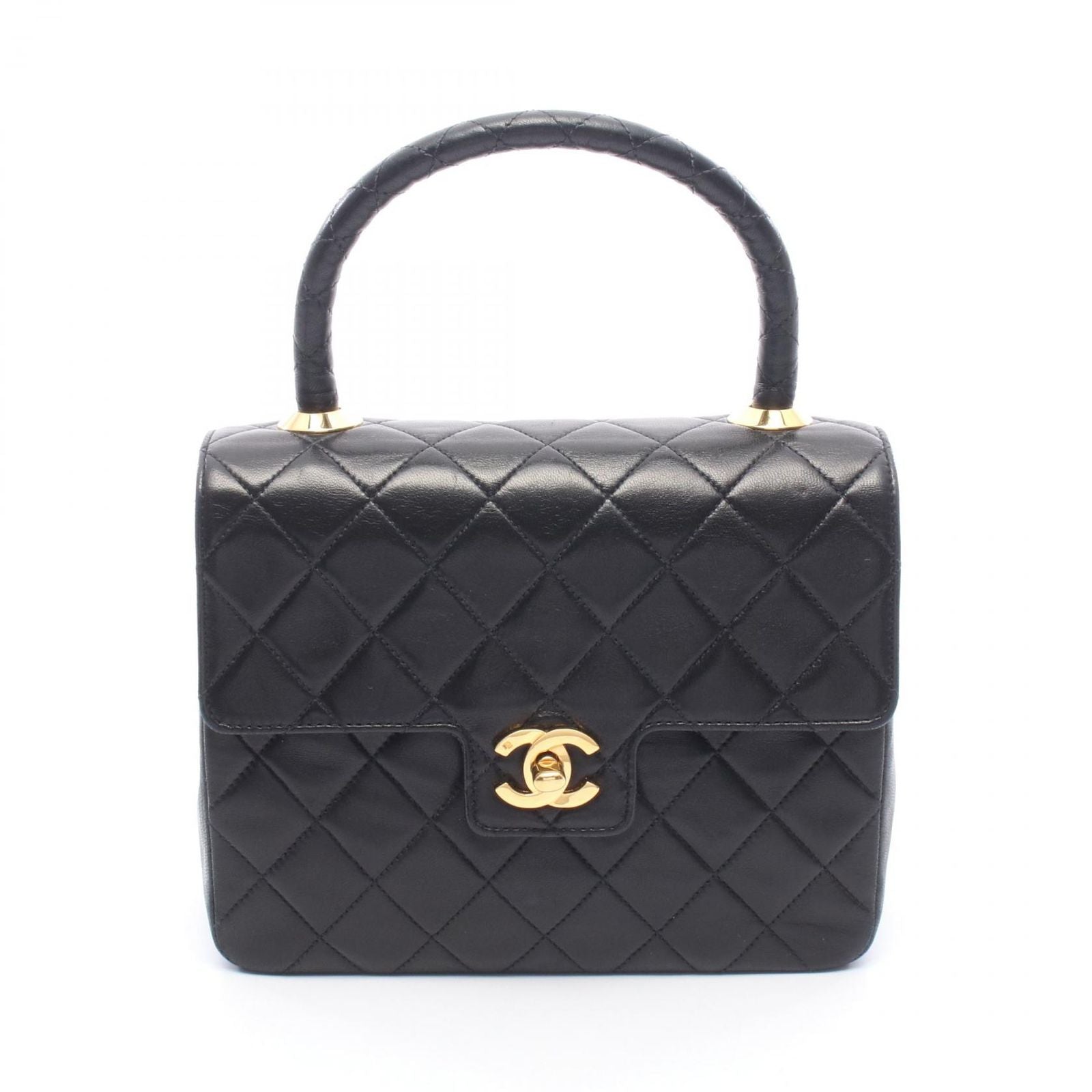 Chanel Mini Quilted Top Handle Black Lambskin Mini