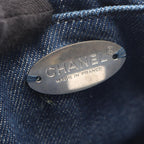 Chanel Shoulder Bag Quilted Round Flap Denim Blue Pink Chain — view 4
